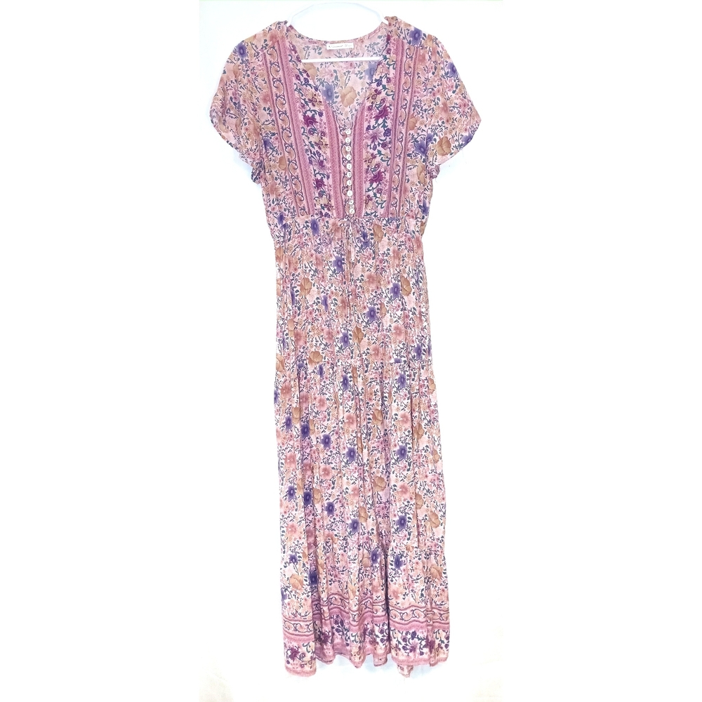 R. VIVIMOS Floral Pink Maxi Dress L - Picture 4 of 7